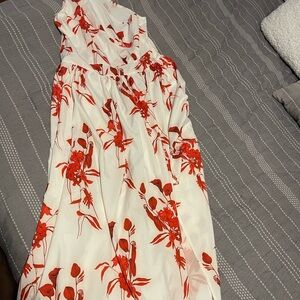SHEIN White and Red Floral Maxi Dress